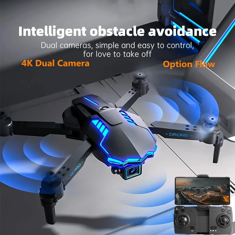 4K ESC kamera MINI összecsukható akadályelkerülő WIFI FPV RC Drone optikai áramlási pozíció fej nélküli mód Intelligens lebegő RC Quadcopter Kép 0