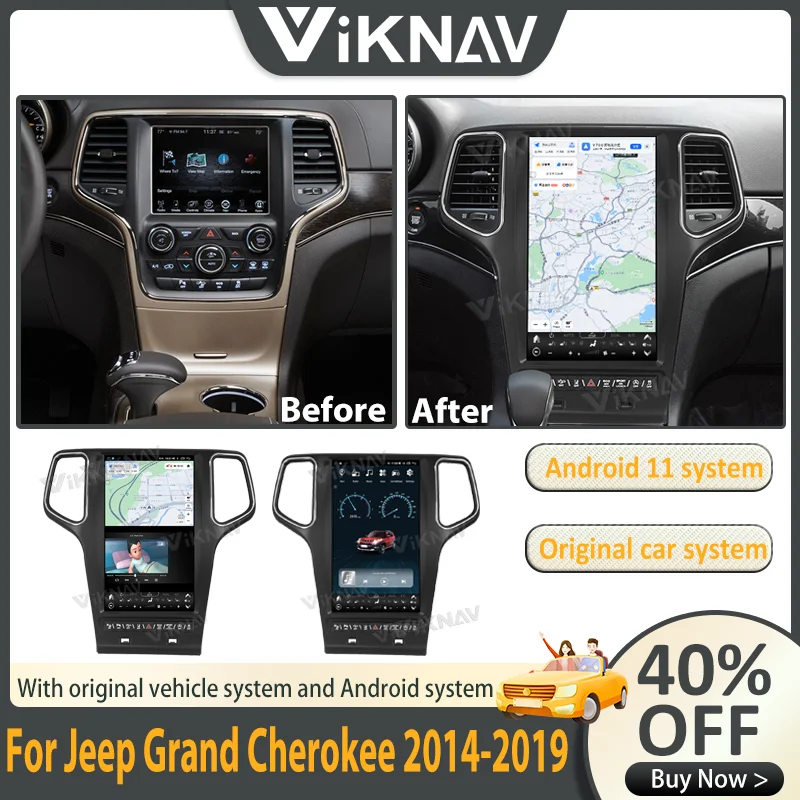 128GB Android 12 autórádió Jeep Grand Cherokee 2014-2019 automatikus sztereó GPS navigáció érintőképernyő vezeték nélküli Carplay Kép 0