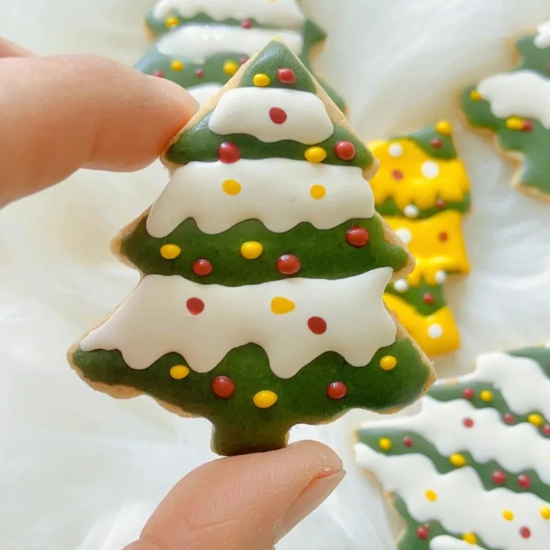 3db/set 3D karácsonyfa sütivágó rozsdamentes acél fondant keksz dombornyomás penész tészta sütési kiegészítők konyhai eszközök Kép 0