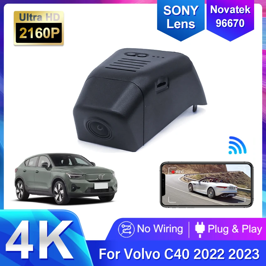 4K 2160P Wifi Dash Cam hátsó kamera Dual Lens UHD videofelvevő Autó DVR Volvo C40 2022 2023 2024,Plug And Play DashCam Kép 0