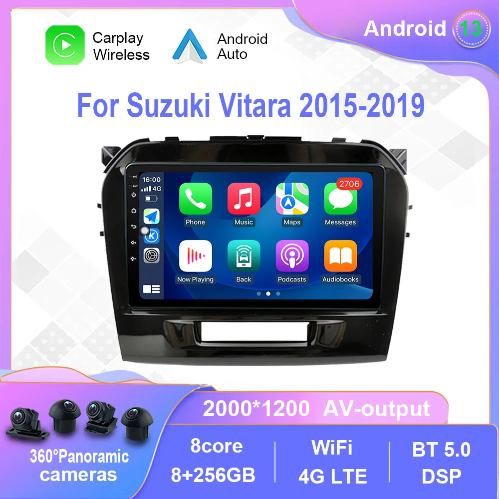 Android 12.0 Suzuki Vitara 2015-2019 autórádióhoz Multimédia videó lejátszó navigáció sztereó GPS Carplay 4G Nem 2din 2 din DVD Kép 0