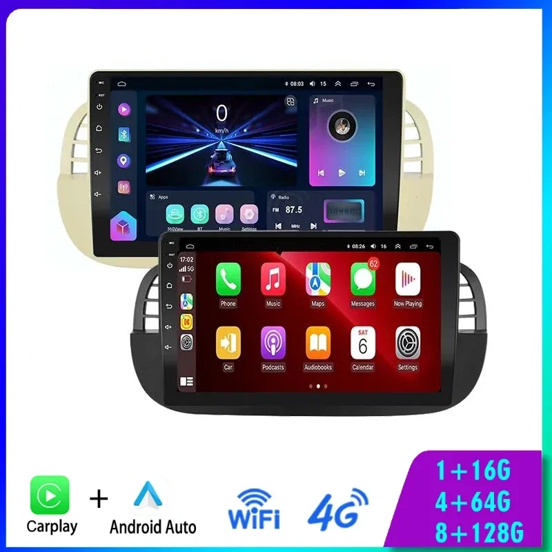 Android13 AUTÓRÁDIÓ FIAT 500 Abarth 2007-2014 2015 multimédia lejátszó sztereó AutoAudio GPS navigációs DVD videó automatikus Carplay Kép 0