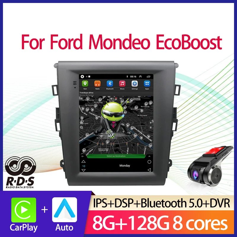 Autó GPS navigáció Ford Mondeo EcoBoost Android Tesla stílusú automatikus rádió sztereó multimédia lejátszó Bluetooth WiFi tükörrel Kép 0