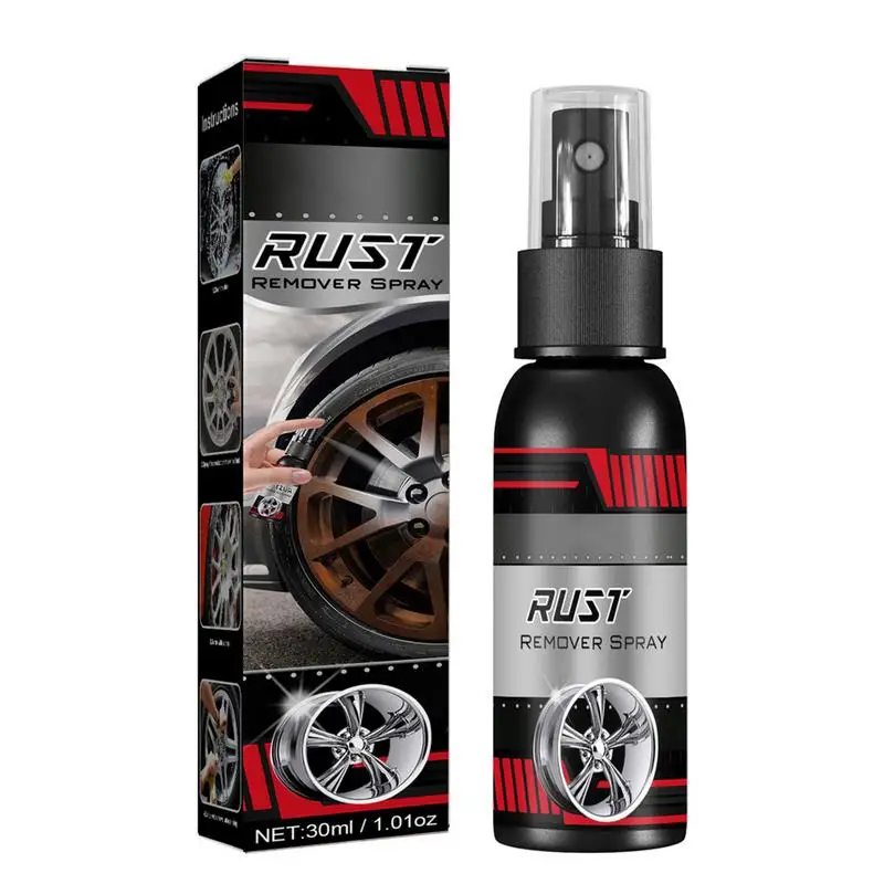  Autó rozsda eltávolító 30 / 100ml kerék- és gumiabroncs-tisztító rozsdamegelőzés spray Rustout azonnali eltávolító spray autó karbantartás tisztítás Kép 0