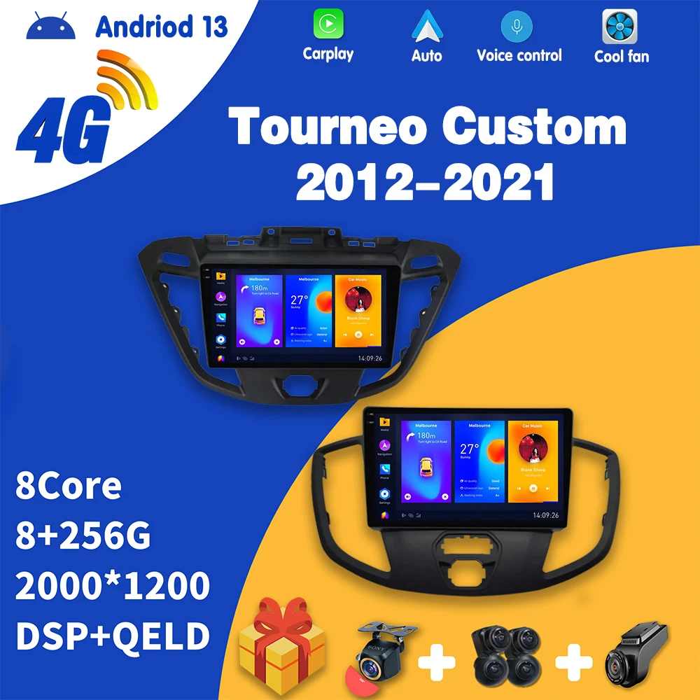 Autórádió Carplay Android Ford Tourneo Custom 1 I Transit 2012-2021 multimédiás videolejátszó Automatikus sztereó navigáció Kép 0