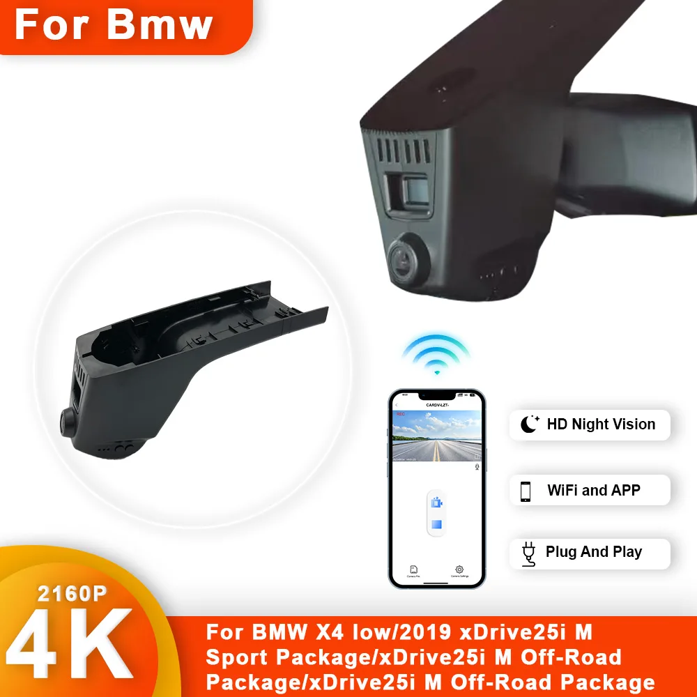 BMW X4 XDrive 2019 első és hátsó 4K műszerfalkamera autós kamera felvevőhöz Dashcam WIFI autós DVR felvevő eszközök tartozékai Kép 0