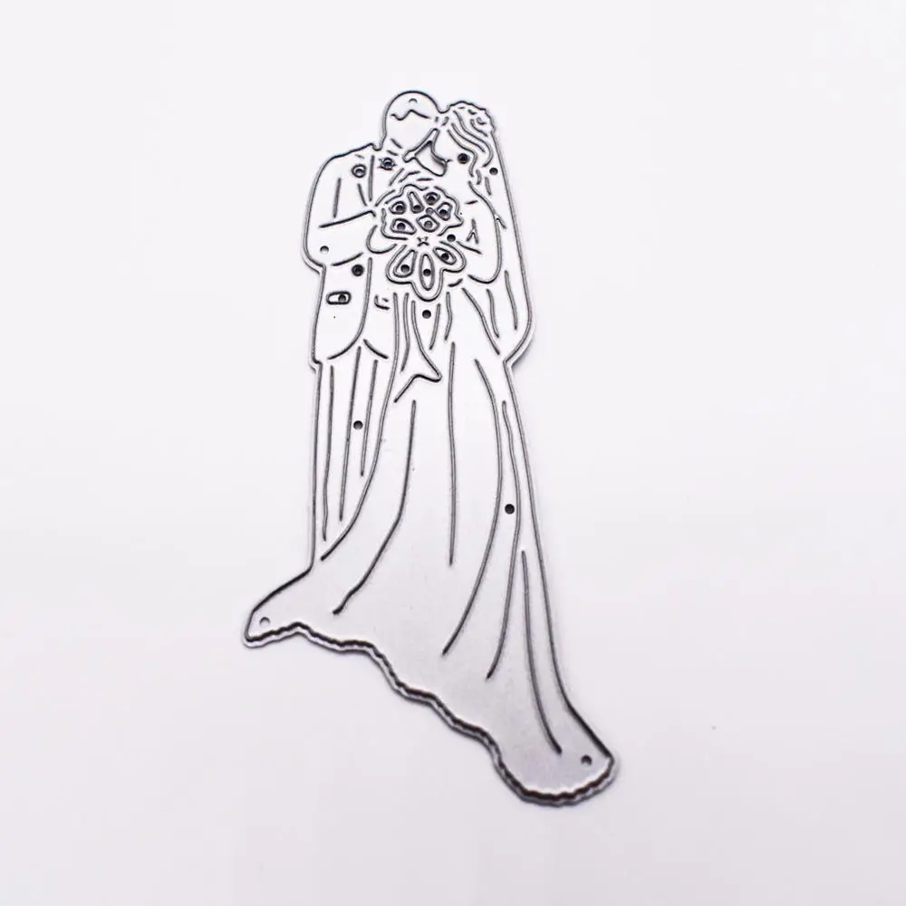 Boldog esküvői párok Vágószerszámok Szénacél sablonok DIY Scrapbooking papírkártyákhoz Dombornyomó album Craft Cut Die 92 * 50mm Kép 0