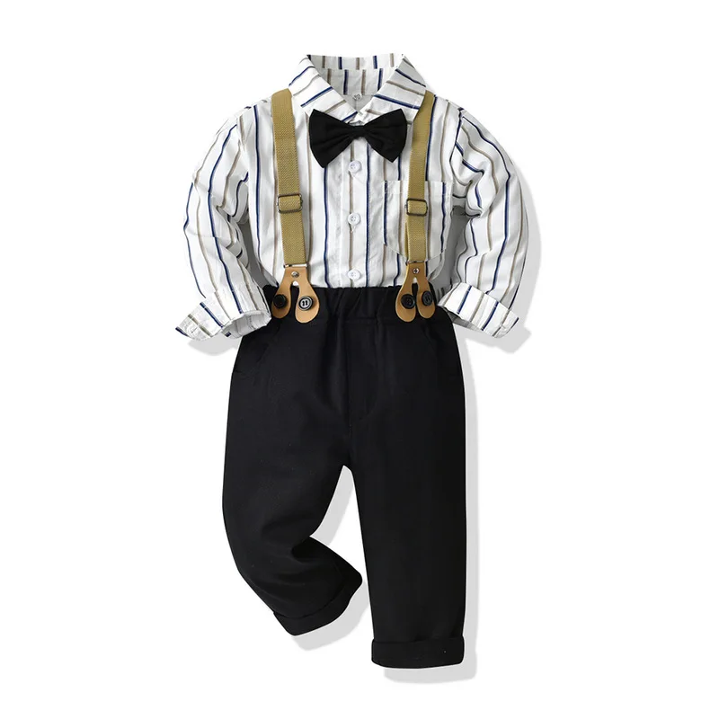 Fiú szett külkereskedelemre ősz Fiú ruházat koreai változata pamut kardigán gyermek vállpántos nadrág kétrészes készlet Kép 0