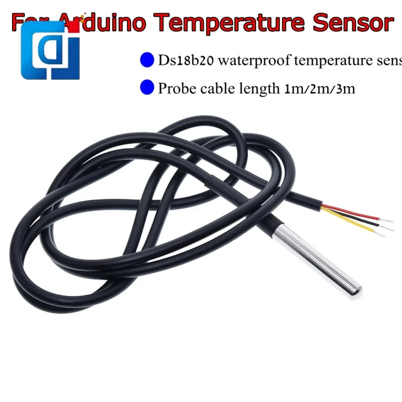JCD DS1820 Rozsdamentes acél csomagolás Vízálló DS18b20 hőmérséklet-érzékelő hőmérséklet-érzékelő 18B20 arduino Kép 0