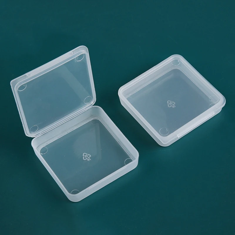 Kis dobozok Négyzet alakú átlátszó műanyag doboz Ékszer tároló tok Elektronikus chip konténer Csomagolás tároló doboz Kép 0