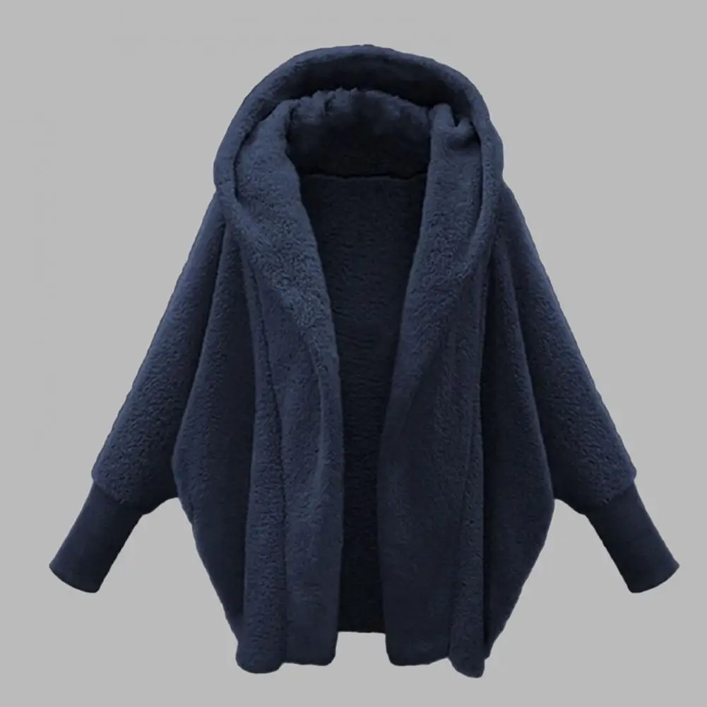 plüss kabát megvastagított meleg felsőruházat női plüss kapucnis kabát hosszú ujjú, egyszínű polár kabáttal őszre téli hosszú Kép 0
