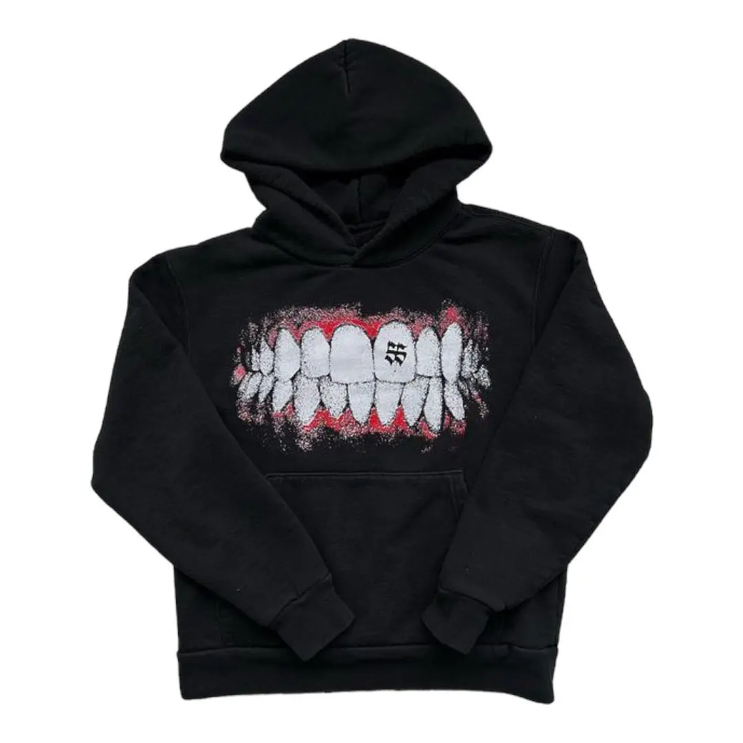 Punk Goth mintás mintás pulóver kapucnis pulóver Y2k Streetwear Laza alkalmi hosszú ujjú Hip Hop Személyiség Fekete kapucnis pulóverek Forró Új Kép 0