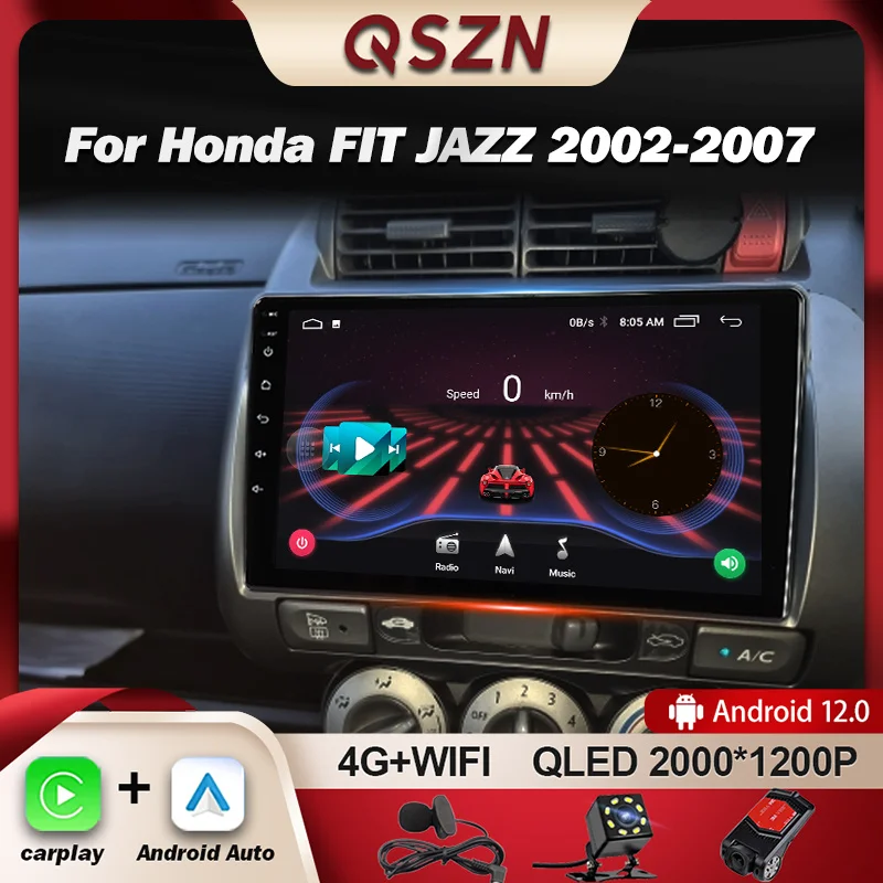 QSZN A Honda Fit GD 2001 - 2008 Jazz RHD autórádió multimédia videó lejátszó navigáció GPS 4G Carplay Android 12 Autoradio DSP Kép 0