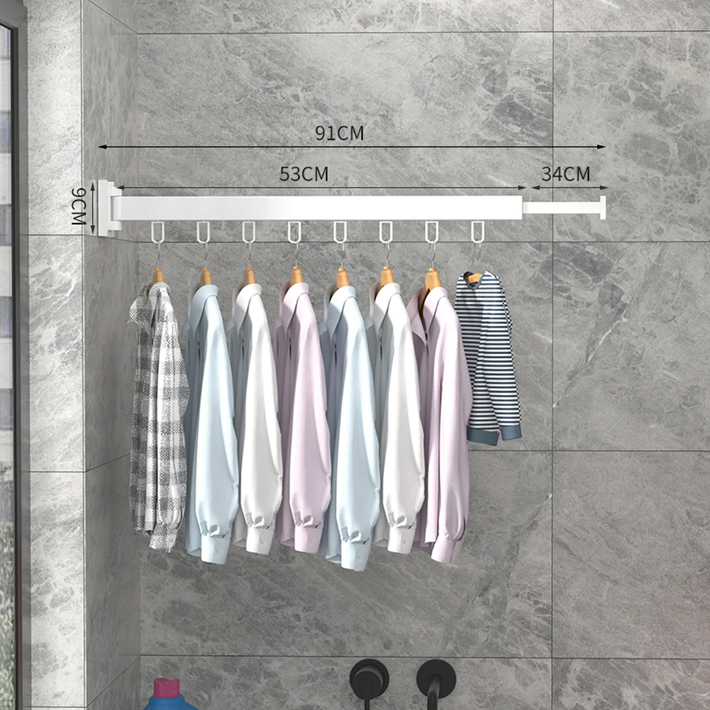 Többszögű forgatható ruhaszárító rúd kopásálló ruházati akasztó rúd a fürdőszobához Kép 0