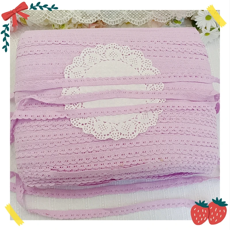 10Yards rózsaszín lila rugalmas csipke díszítés sztreccs hímzés csipke szalag szövet varrási kellékek DIY fehérnemű fehérnemű 13mm szélesség Kép 1