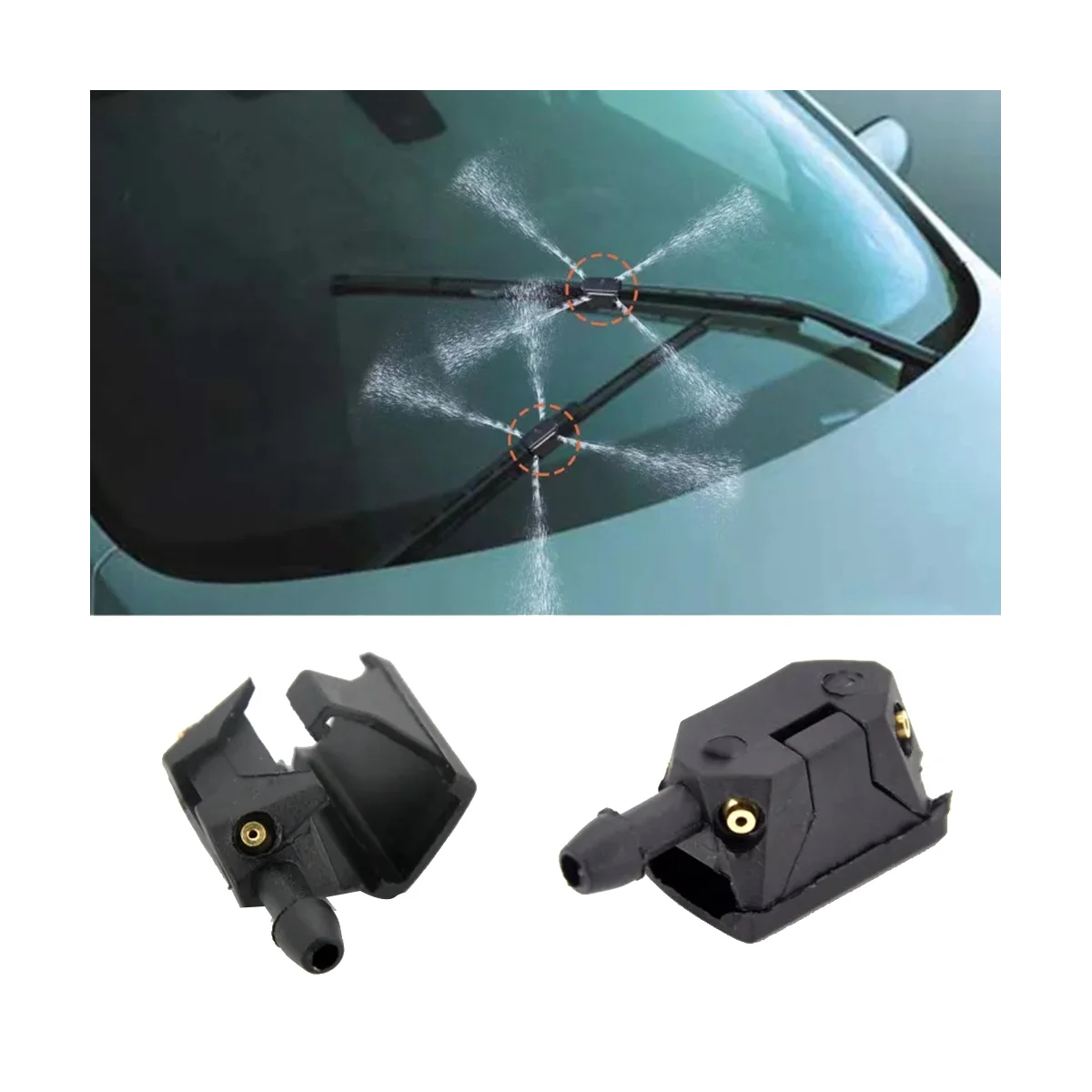2 db autó szélvédőtörlő lapát mosó permetező fúvóka állítható 4-irányú frissítés 8 mm-es 9 mm-es karos autós kiegészítőkre Kép 1