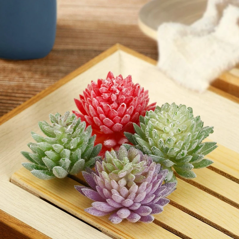 4PCS Mű zamatos növény Reális mesterséges zamatos irodai íróasztaldíszek DIY esküvői otthon Kerti dekoráció Mini bonsai növény Kép 1