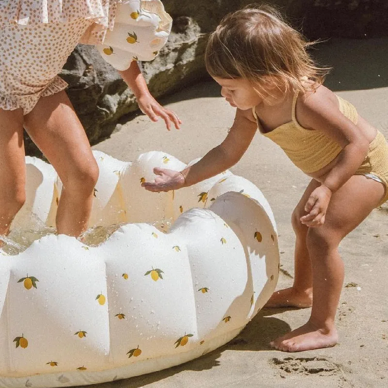 90cm szirom Felfújható medence Kültéri otthoni használatra alkalmas Babajáték medence Kör alakú kerítés Gyermek vízi játékok Összecsukható Kép 1