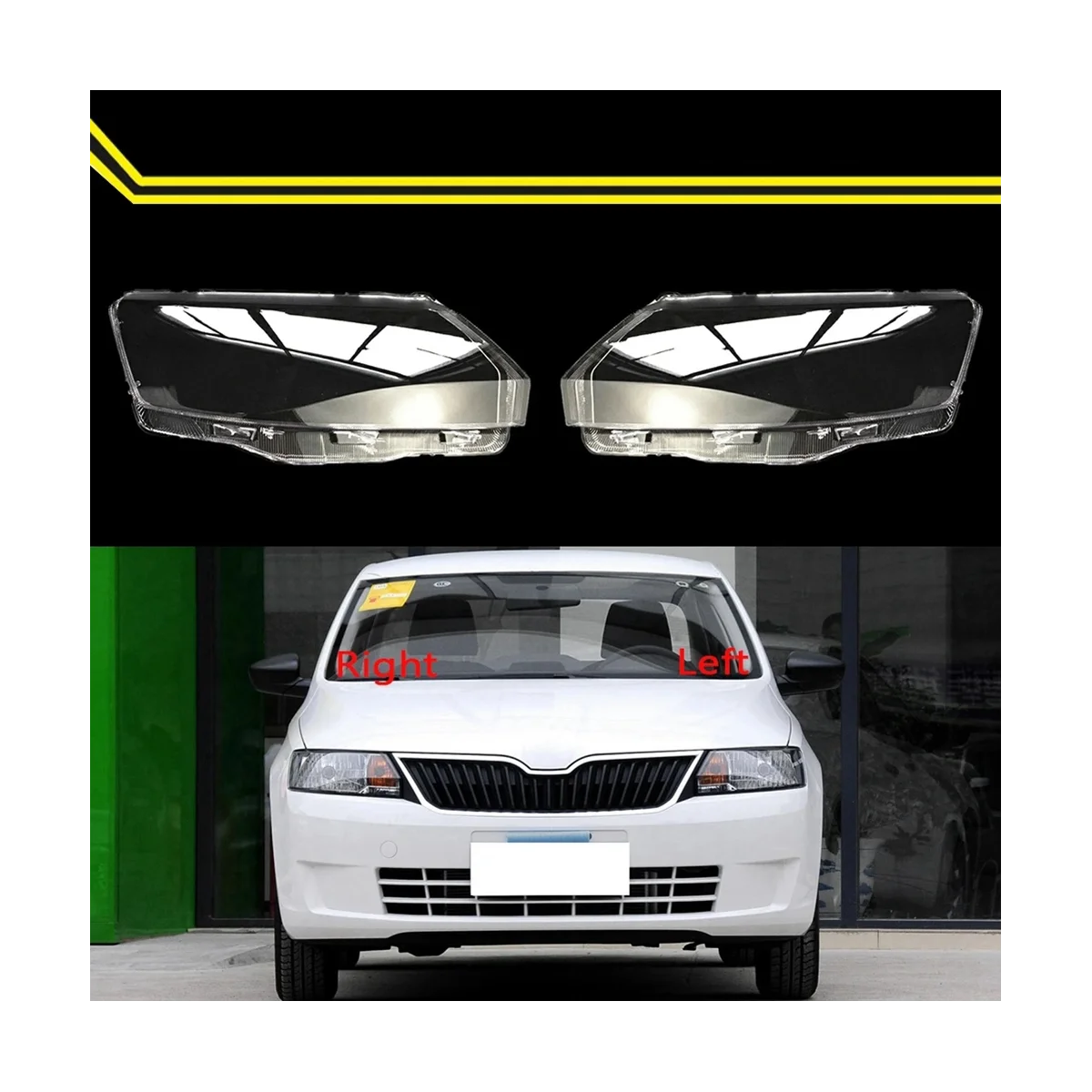 Autó első fényszóró üveg fényszóró átlátszó lámpabúra lámpa héj Automatikus lencsefedél stílus a Skoda Rapid 2013-2016 számára Kép 1