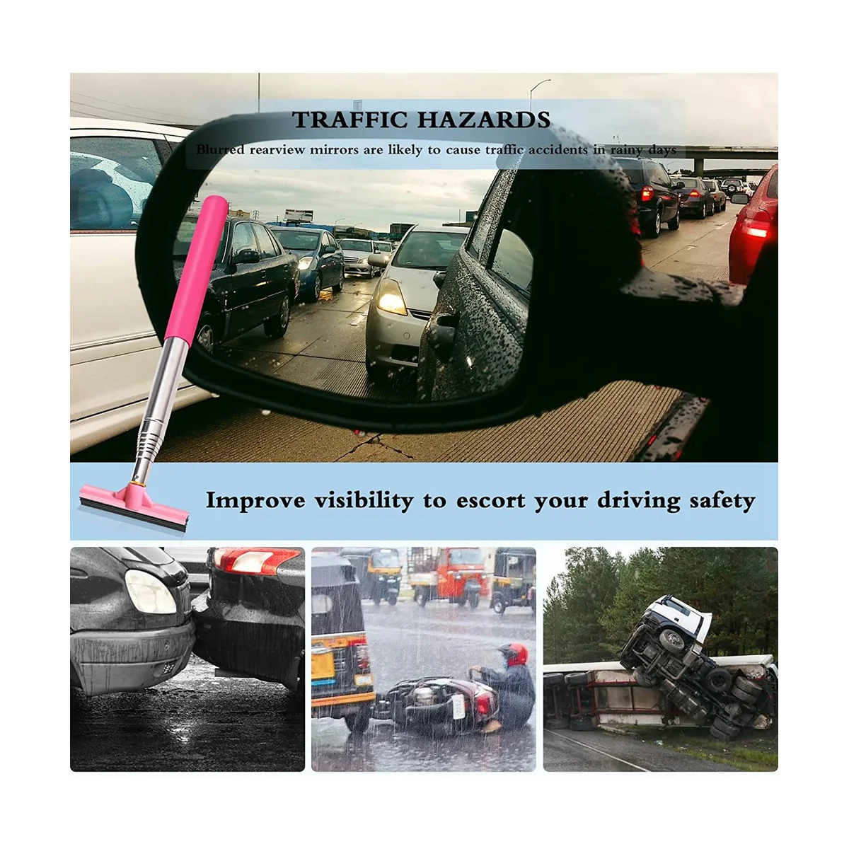 Autó oldalsó tükör gumibetét Autó tükör gumibetét hordozható autó gumibetét autó visszapillantó tükör ablaktörlő teleszkópos mini gumibetét Kép 1