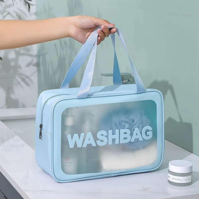 Hordozható utazómosó táska női átlátszó vízálló sminktároló tasak Nagy kapacitású kozmetikai szervező Szépség női tok Kép 1