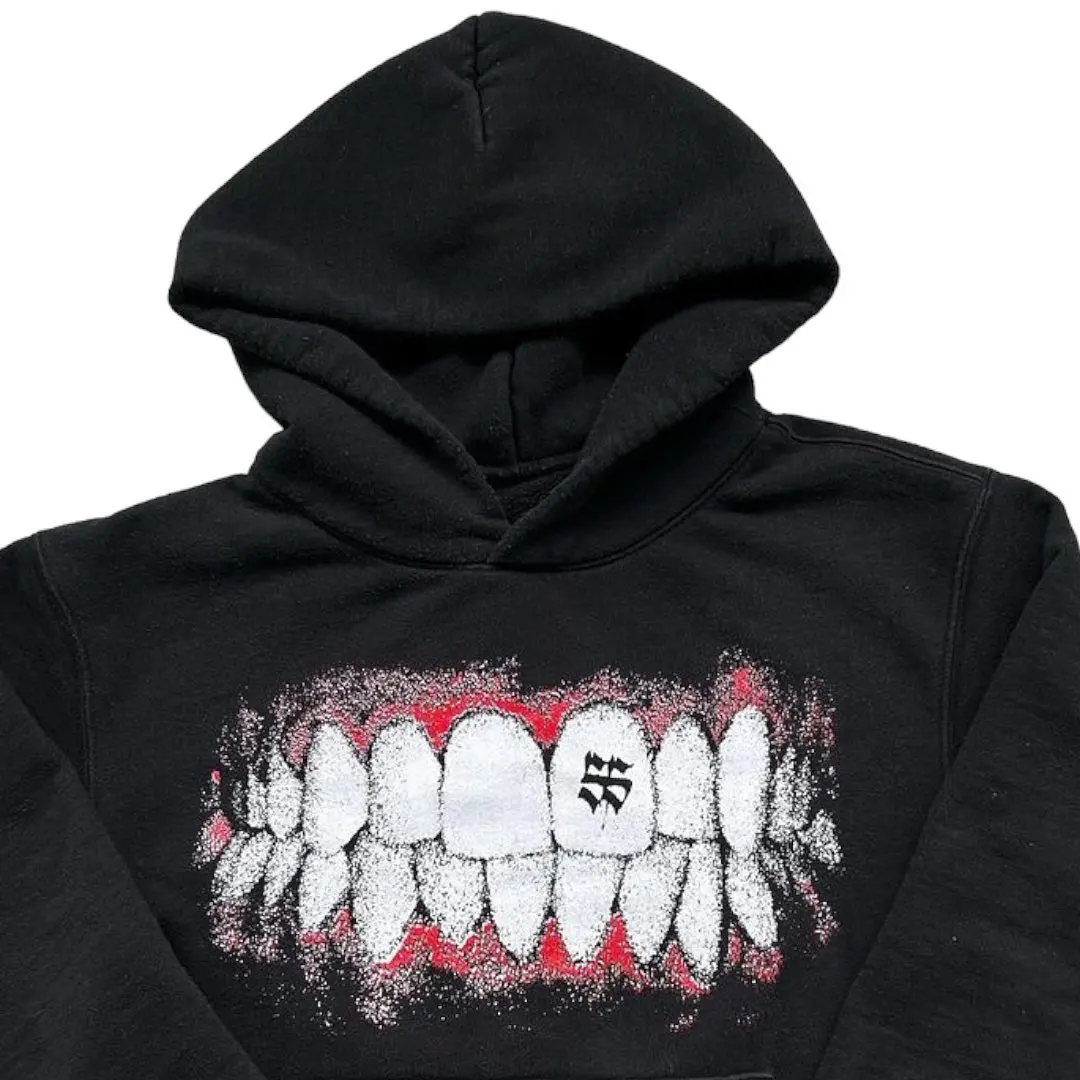 Punk Goth mintás mintás pulóver kapucnis pulóver Y2k Streetwear Laza alkalmi hosszú ujjú Hip Hop Személyiség Fekete kapucnis pulóverek Forró Új Kép 1
