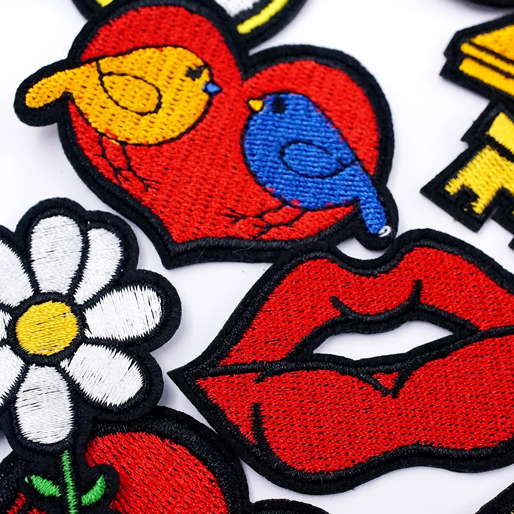 9db/lot virág szív madár foltok hímzett rátétes szövet ruházati ruházati kiegészítők hímzés jelvények kulcs Kép 2