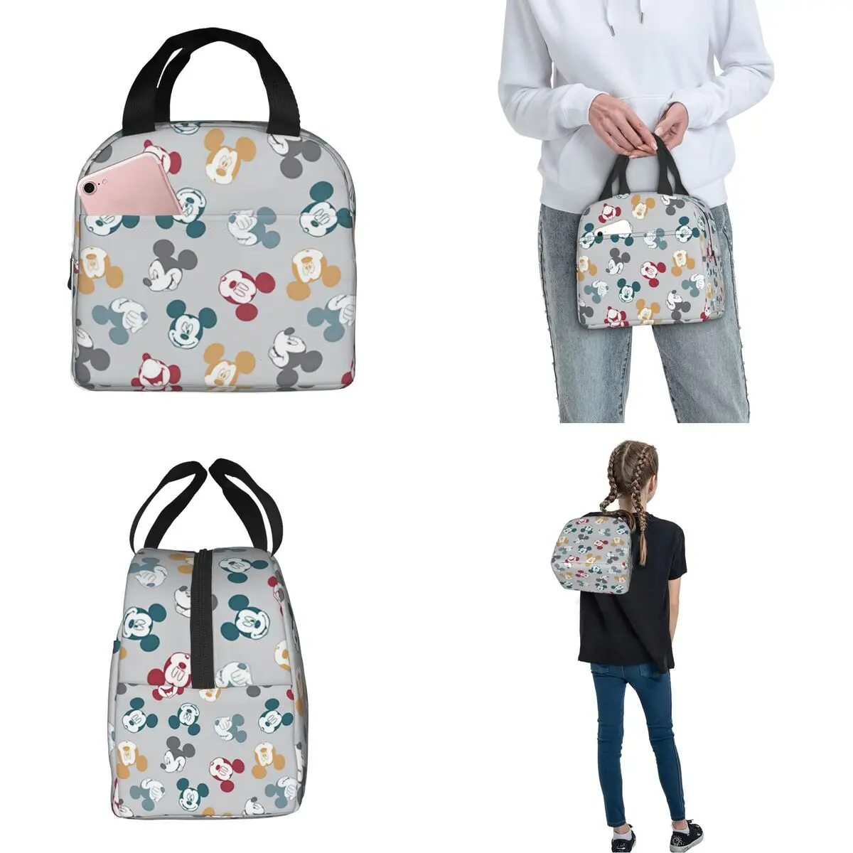 Disney színes Miki egér szigetelt uzsonnás táska Nagy rajzfilm ételtároló hűtőtáska Uzsonnás doboz Tote Office Piknik Férfi nők Kép 2