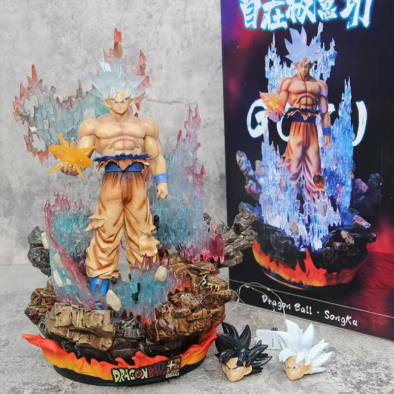 Dragon Ball Super Fc Ultra Instinct Goku Isten királyi fényei világító háromfejű szoborral dobozos figurakészlet díszek Kép 2