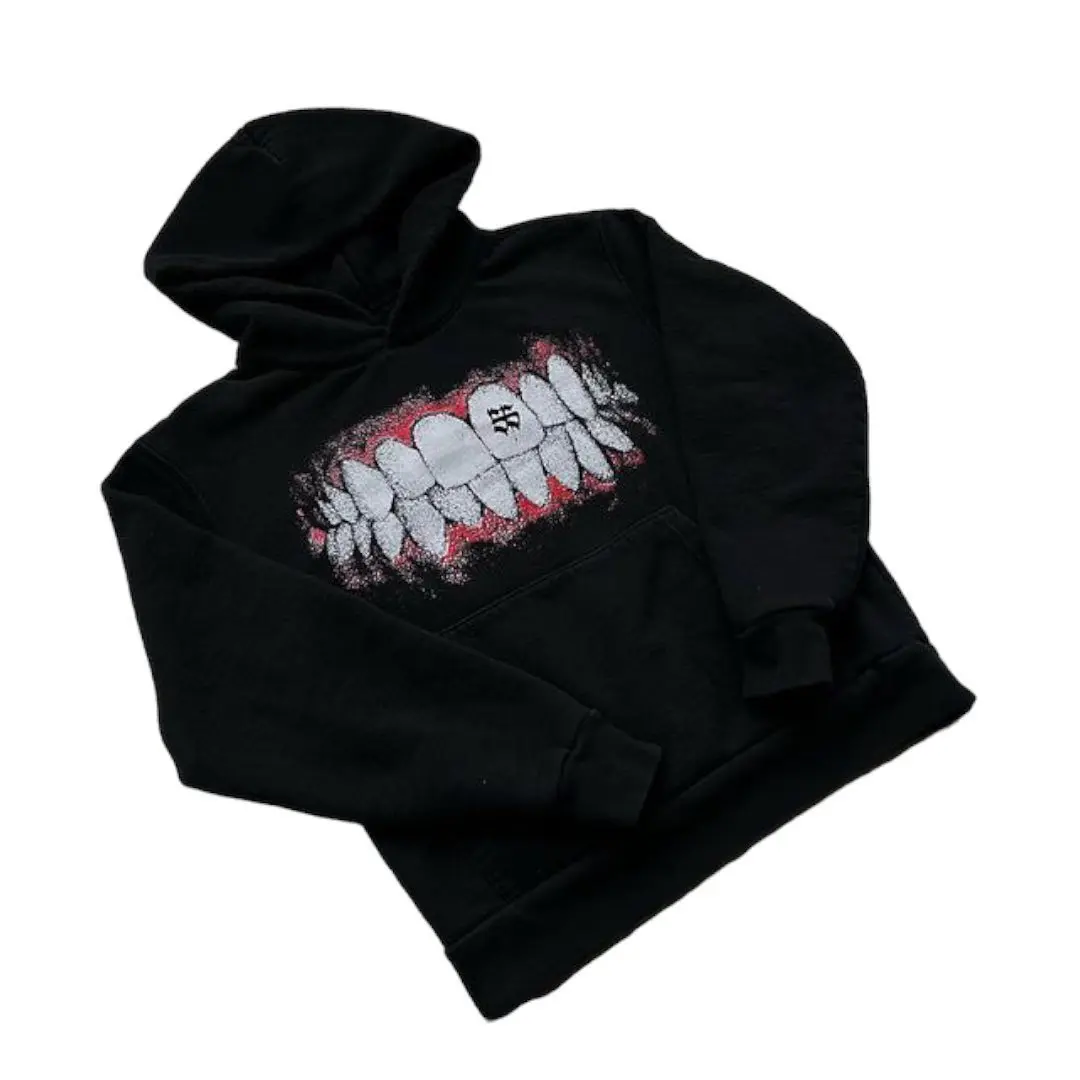 Punk Goth mintás mintás pulóver kapucnis pulóver Y2k Streetwear Laza alkalmi hosszú ujjú Hip Hop Személyiség Fekete kapucnis pulóverek Forró Új Kép 2