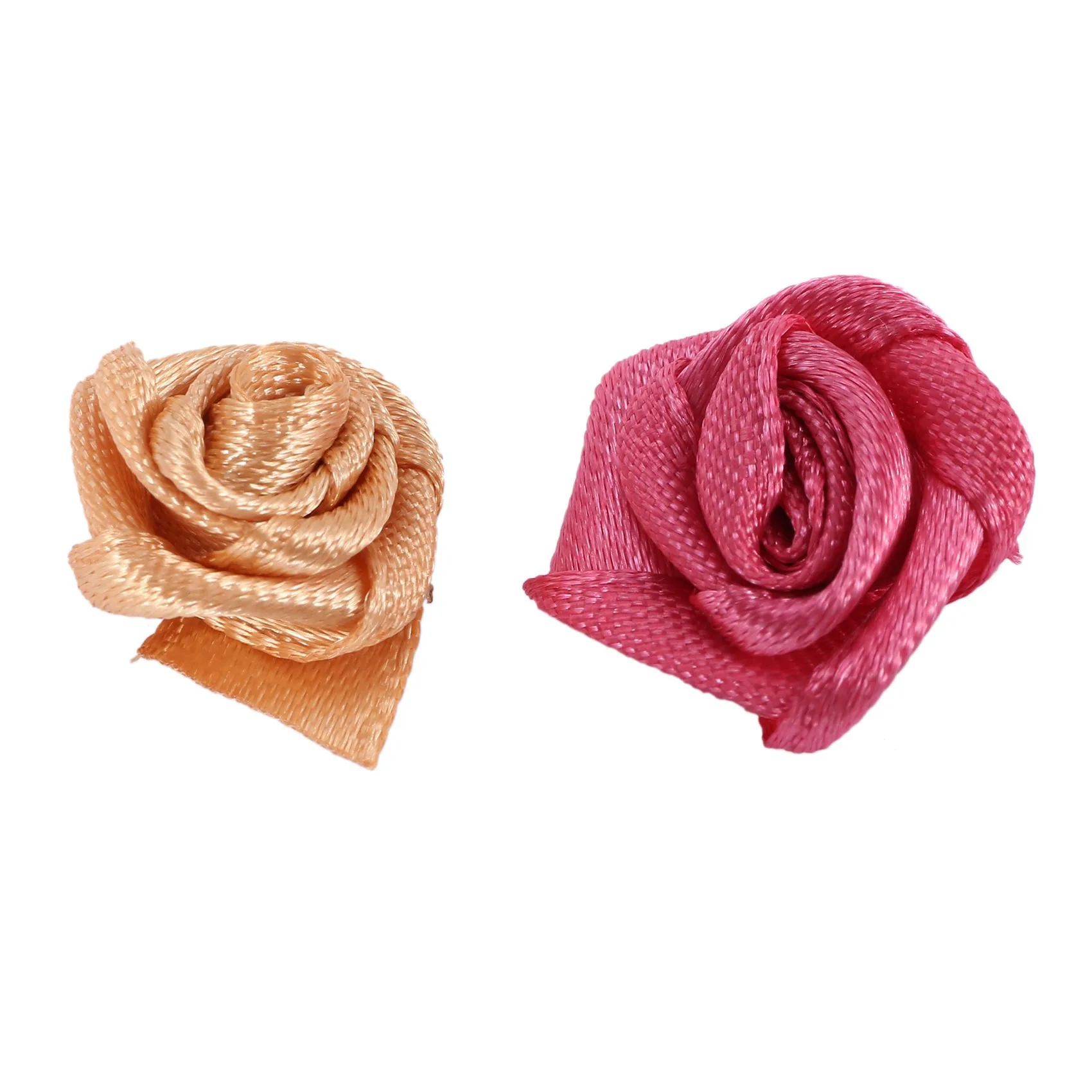 300PCS/Lot Mini kézzel készített szatén rózsaszalag rozetta szövet virág rátétek esküvői dekorációhoz kézműves varrás Kép 3