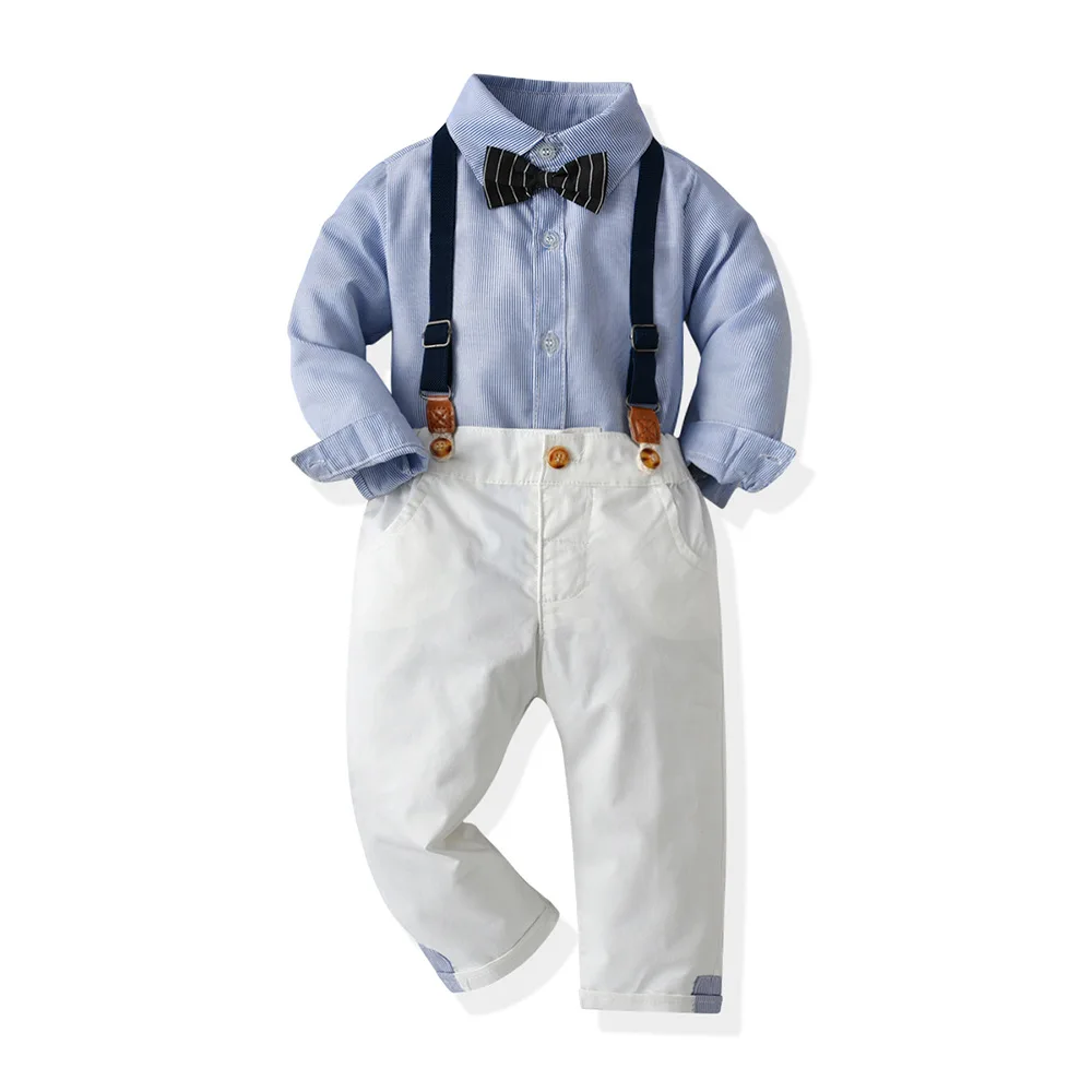 Fiú szett külkereskedelemre ősz Fiú ruházat koreai változata pamut kardigán gyermek vállpántos nadrág kétrészes készlet Kép 4