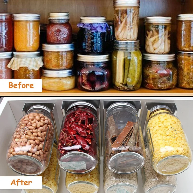  Jar rendszerező, üvegtartók élelmiszertároláshoz, konzervedénytartó a konyhaszekrény alatt 4Oz- 64Oz 2Db 3.9In és 3.25In tartós Kép 4