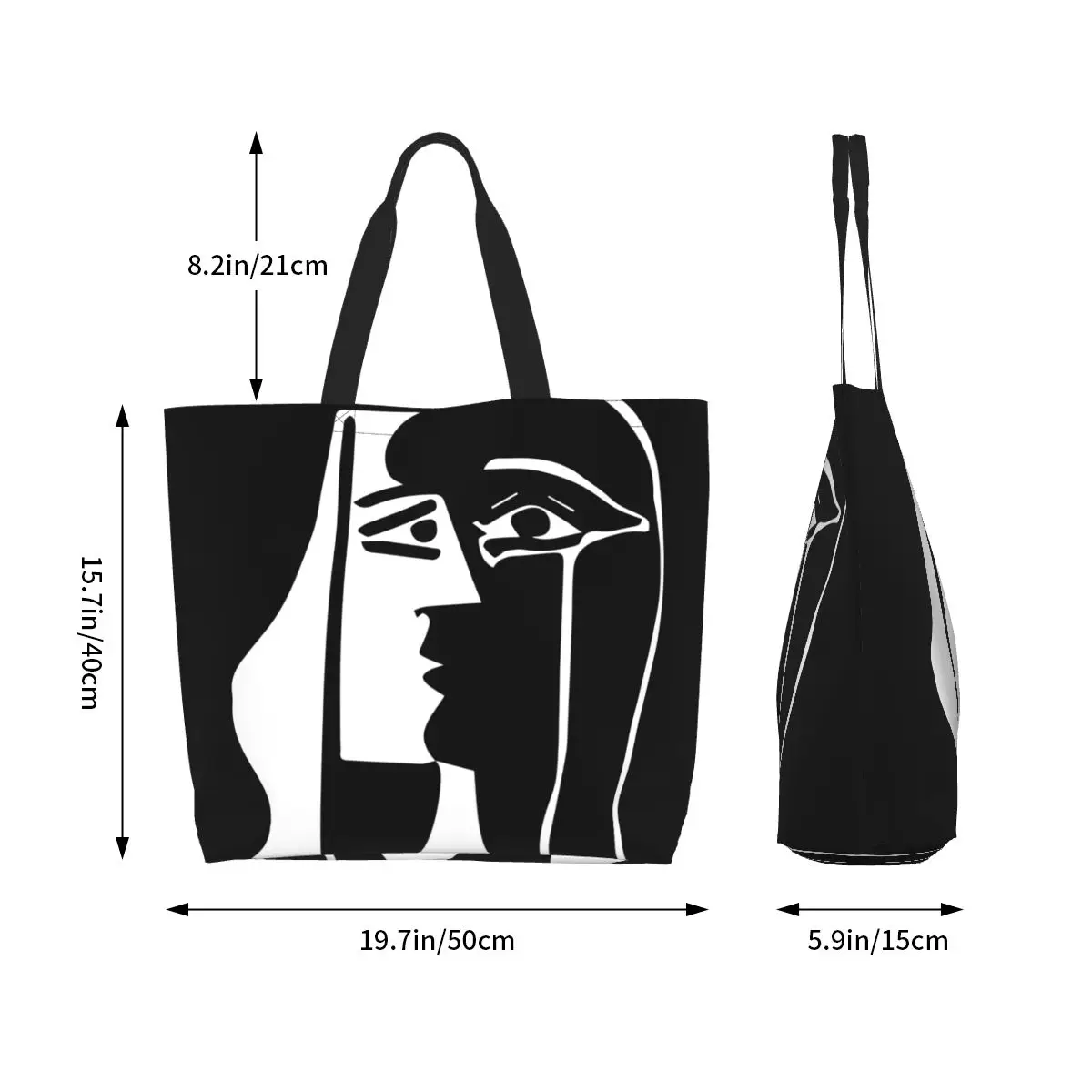 Pablo Picasso A csók élelmiszerbolt bevásárlótáska egyedi nyomtatás vászon Vásárlói táska válltáska nagy kapacitású tartós kézitáska Kép 4