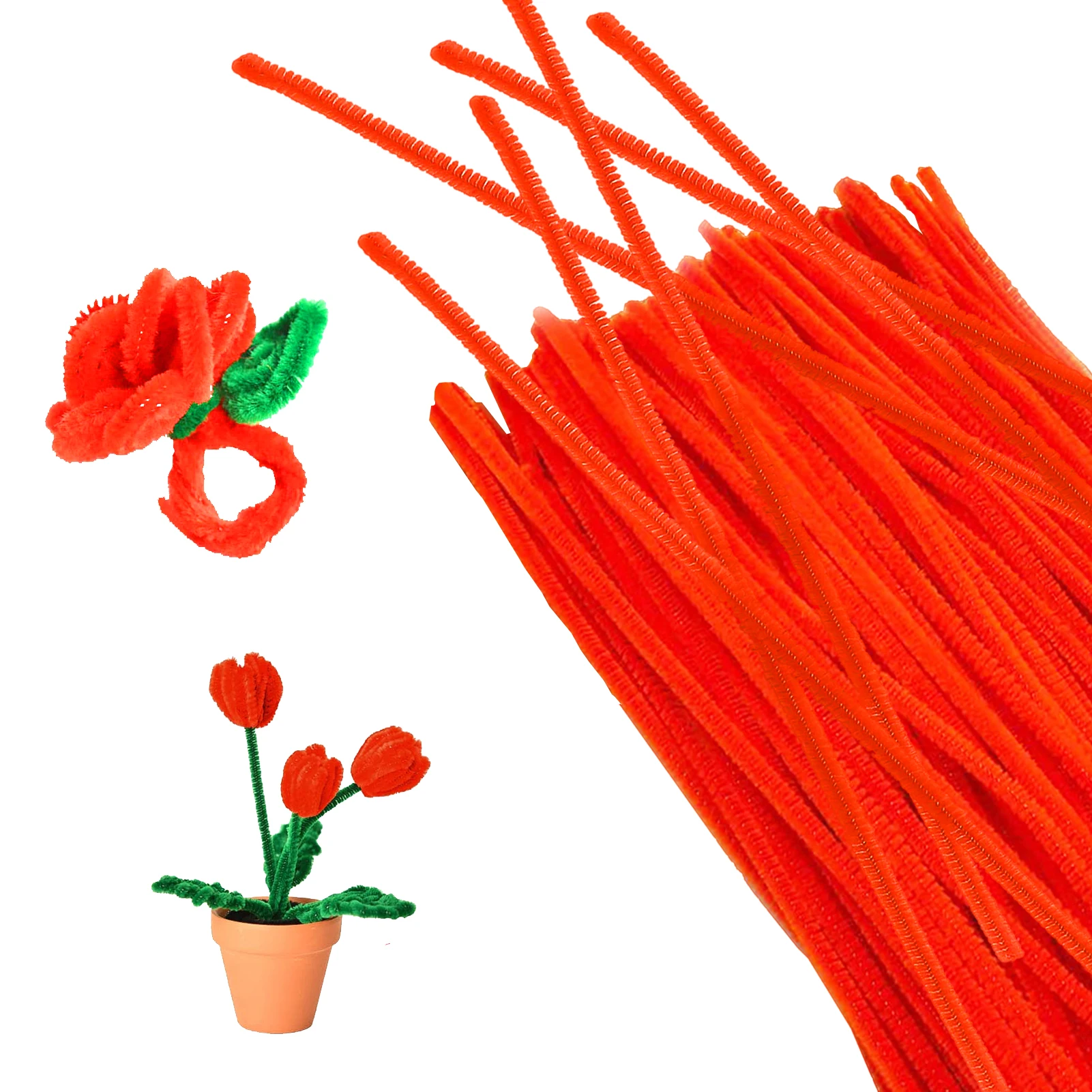 100db Zsenília szárművészet Rugalmas puha ajándékok Kézműves kellékek Csőtisztítók Fuzzy huzal Oktatási játékok Vaspálca Kézművesség Gyerekek Kép 5