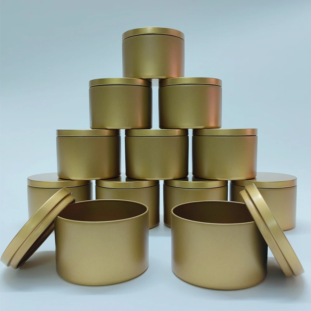 240ml kerek, üres gyertyatartók fedéllel Ömlesztett alumínium edény teacsomag doboz arany ezüst tartály DIY bőrápolási szépségmintákhoz Kép 5