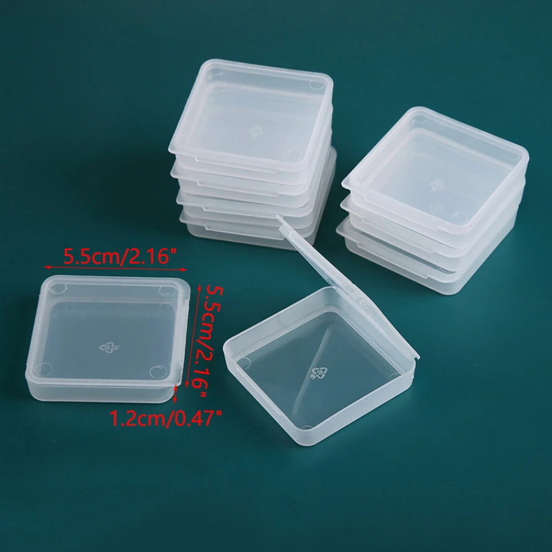 Kis dobozok Négyzet alakú átlátszó műanyag doboz Ékszer tároló tok Elektronikus chip konténer Csomagolás tároló doboz Kép 5